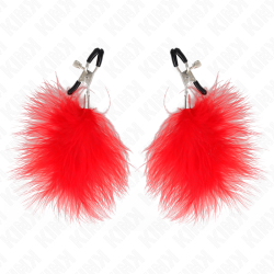 KINK - PINZAS PARA PEZONES CON PLUMA ROJO 7 CM