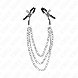 KINK - PINZAS PARA PEZONES CON TRIPLE CADENA PLATEADO 20/23/28 CM