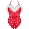 LIVCO CORSETTI FASHION - SANTAS LACE LADY BODY CROTCHLESS NAVIDEÑO S/M