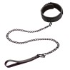CALEXOTICS - NOCTURNAL COLLAR  LEASH LEATHER ADJUSTABLE BLACK