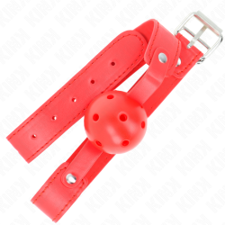 KINK - MORDAZA DE BOLA 4.5 CM TRANSPIRABLE ROJO 65 x 2.5 CM