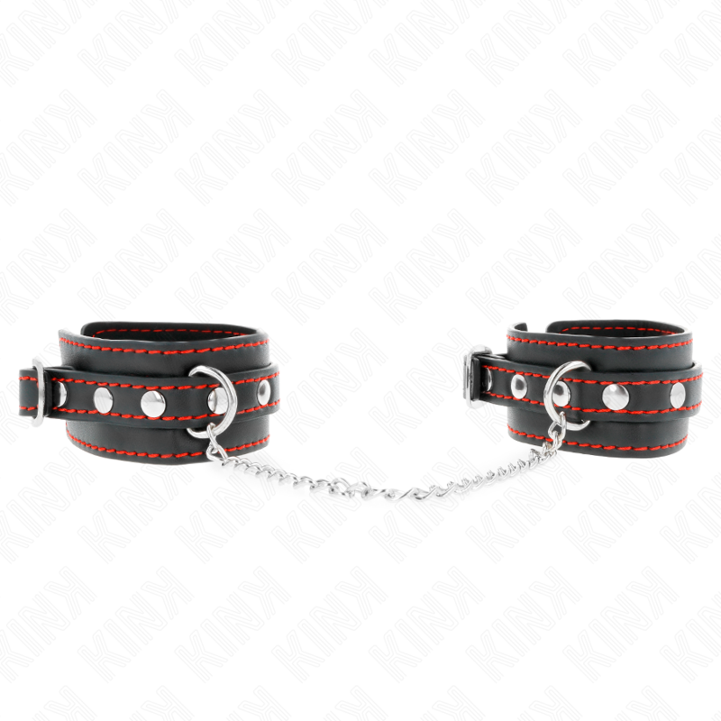 KINK - MUÑEQUERAS PEQUEÑA NEGRO CON DETALLES EN ROJO AJUSTABLE 14-24 CM X 3.5 CM