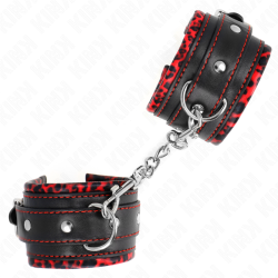 KINK - MUÑEQUERAS FORRADAS ROJO / NEGRO AJUSTABLE 17-29 CM X 6 CM