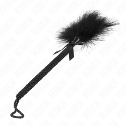 KINK - MASAJEADOR DE CUERDA DE NAILON CON PLUMAS PARA COSQUILLAS Y LAZO NEGRO 25 CM