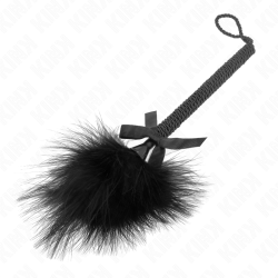 KINK - MASAJEADOR DE CUERDA DE NAILON CON PLUMAS PARA COSQUILLAS Y LAZO NEGRO 25 CM