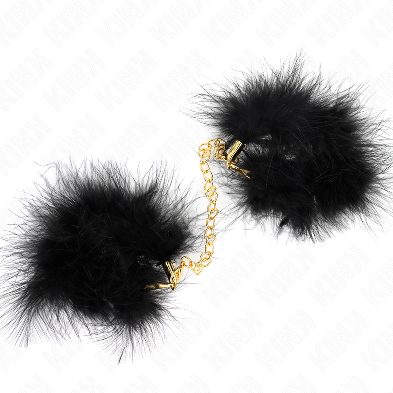 KINK - ESPOSAS DE PLUMAS NEGRO CON CADENA DORADA MODELO 2