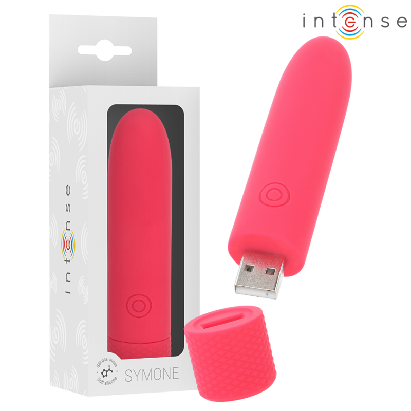 INTENSE - SYMONE BALA VIBRADORA RECARGABLE POR USB 8 VIBRACIONES ROJO 10 X 2.2 CM