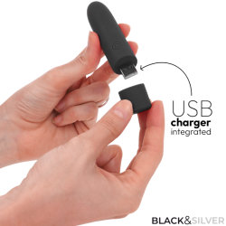 BLACK  SILVER - GERI BALA VIBRADORA RECARGABLE POR USB 8 VIBRACIONES NEGRO 10 X 2.2 CM