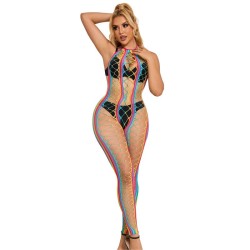 SUBBLIME - 952358 VESTIDO DE REJILLA CUELLO HALTER ARCOIRIS TALLA ÚNICA