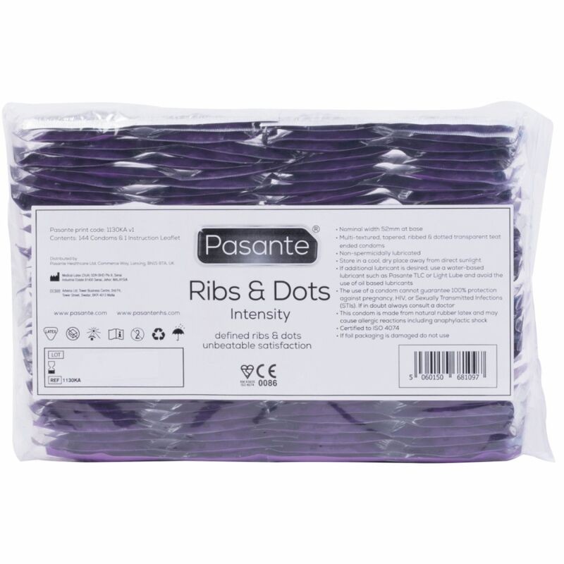 PASANTE - RIBS  DOTS INTENSITY CONDOMS 144 UNITS (BAG)