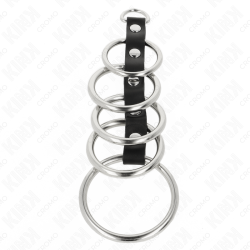 KINK - 5 ANILLOS PENE METAL 3.2 CM A 5 CM CONECTADOS POR POLIPIEL