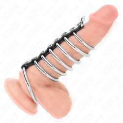 KINK - 7 ANILLOS PENE METAL 3.2 CM A 5 CM CONECTADOS POR POLIPIEL