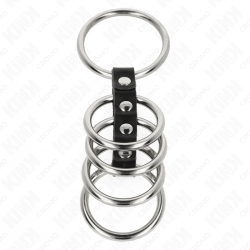 KINK - 5 ANILLOS PENE 3.7 CM A 5 CM METAL CONECTADOS POR CUERO