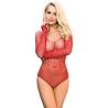 SUBBLIME - 952303 SHINY GRILL BODY WITH OFF SHOULDERS LONG SLEEVE RED ONE SIZE