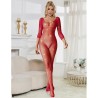 SUBBLIME - 952419 BODYSTOCKING DE REJILLA CON DIAMANTES MANGA LARGA ROJO TALLA ÚNICA