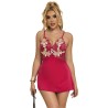 SUBBLIME - 954130 BABYDOLL CON DISEÑO FLORAL ROJO L/XL