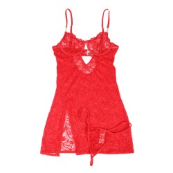 SUBBLIME - 954208 BABYDOLL DE ENCAJE CON TIRANTES AJUSTABLES ROJO S/M