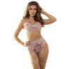 SUBBLIME - 954109 SUJETADOR + PANTIES CON LIGUERO DISEÑO FLORAL AZUL S/M