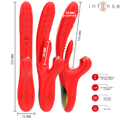 INTENSE - KAROL VIBRADOR MULTIFUNCIÓN EMPUJE  ESTIMULACIÓN  SUCCIÓN ROJO