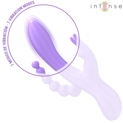 INTENSE - MIKO TRIPLE VIBRADOR RABBIT  ESTIMULADOR  ANAL 7 VIBRACIONES MORADO