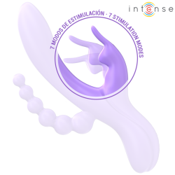 INTENSE - MIKO TRIPLE VIBRADOR RABBIT  ESTIMULADOR  ANAL 7 VIBRACIONES MORADO