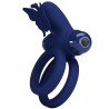PRETTY LOVE - JAMELE DOUBLE RING WITH VIBRATION  BUTTERFLY STIMULATOR BLUE