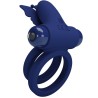 PRETTY LOVE - JAMELE DOUBLE RING WITH VIBRATION  BUTTERFLY STIMULATOR BLUE