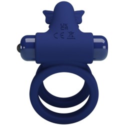 PRETTY LOVE - JAMELE DOUBLE RING WITH VIBRATION  BUTTERFLY STIMULATOR BLUE