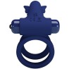 PRETTY LOVE - JAMELE DOUBLE RING WITH VIBRATION  BUTTERFLY STIMULATOR BLUE