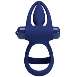 PRETTY LOVE - MAT DOUBLE RING WITH VIBRATION  STIMULATOR BLUE