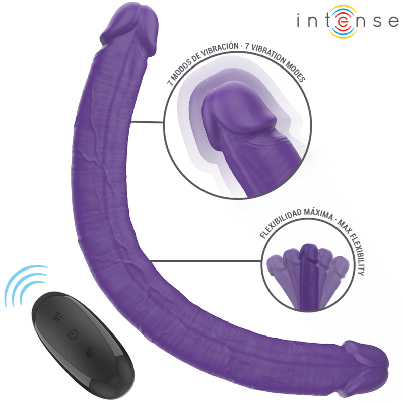 INTENSE - GUNTER DILDO DOBLE VIBRADOR 40 CM MORADO CONTROL REMOTO