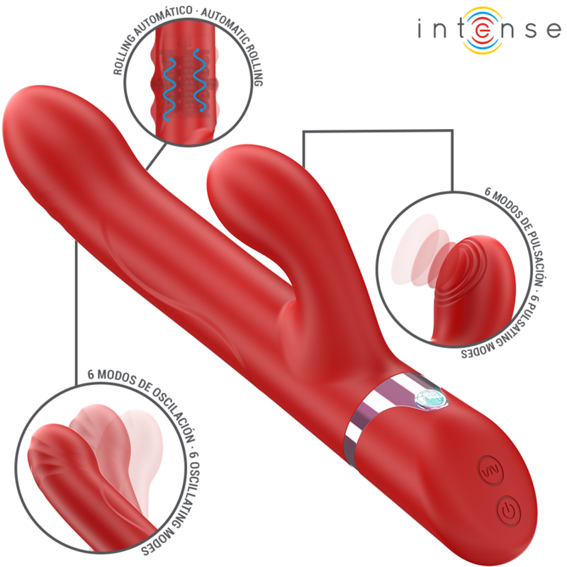 INTENSE - LELE VIBRADOR MULTIFUNCIÓN ROTATORIO  OSCILACIÓN  ESTIMULACIÓN ROJO