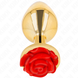 KINK - PLUG ANAL DORADO ROSA ROJA TALLA L