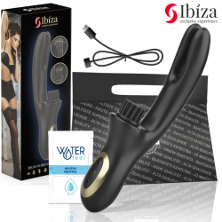 IBIZA - VIBRADOR HI-TECH RABITT BRUSHING MULTI CELDAS CLITORIALES Y DOBLE PINCHING NEGRO