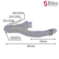 IBIZA - VIBRADOR HI-TECH RABITT BRUSHING MULTI CELDAS CLITORIALES Y DOBLE PINCHING NEGRO