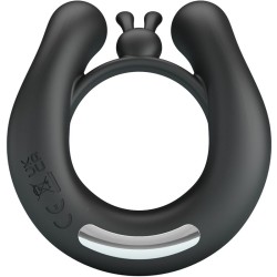 PRETTY LOVE - DAHLIA ANILLO VIBRADOR + ESTIMULADOR DE CLÍTOIS 12 VIBRACIONES NEGRO