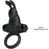 PRETTY LOVE - ANILLO VIBRADOR + ESTIMULADOR RABBIT CLÍTORIS 10 VIBRACIONES NEGRO