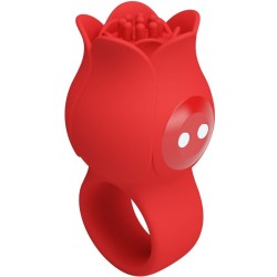 PRETTY LOVE - JAE VIBRADOR DE DEDO FORMA DE ROSA 10 VIBRACIONES ROJO