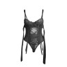 SUBBLIME - 955502 BODY DE ENCAJE CON LAZOS Y LIGAS NEGRO L/XL