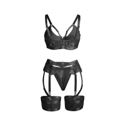 SUBBLIME - 955236 SET SUJETADOR CON LIGUERO BONDAGE NEGRO S/M