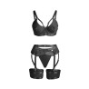 SUBBLIME - 955243 SET SUJETADOR CON LIGUERO BONDAGE NEGRO L/XL