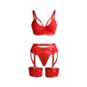 SUBBLIME - 955250 RED BONDAGE BRA WITH GARTER SET S/M