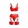 SUBBLIME - 955250 SET SUJETADOR CON LIGUERO BONDAGE ROJO S/M