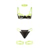 SUBBLIME - 955274 SET SUJETADOR CON COLLAR Y DETALLES PARA PIERNAS VERDE FLUORESCENTE S/M