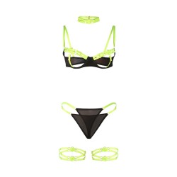 SUBBLIME - 955281 BRA SET WITH NECKLACE AND LEG DETAILS FLUORESCENT GREEN L/XL