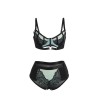 SUBBLIME - 955557 GREEN PATENT LEATHER MESH ZIPPER BRA SET S/M