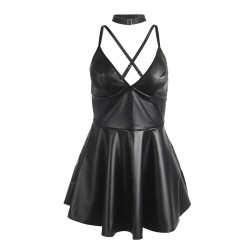 SUBBLIME - 955373 DRESS WITH BLACK LEATHER STRAPS S/M