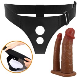 PRETTY LOVE - KEAVEN HARNESS BRIEFS UNIVERSAL  COMFORTABLE DOUBLE DILDO