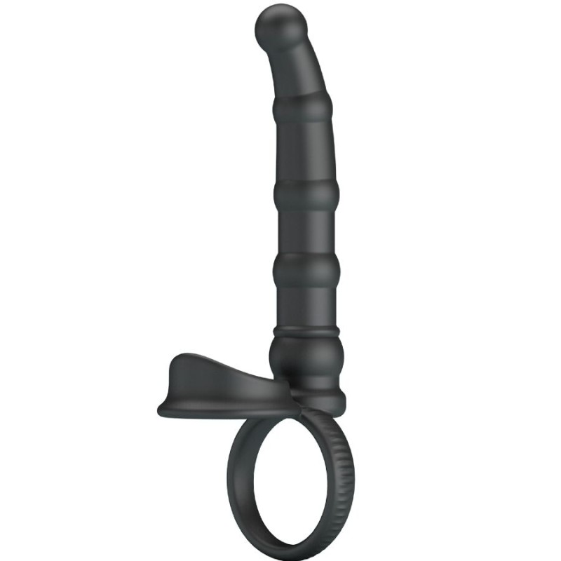 PRETTY LOVE - TATUM ANILLO VIBRADOR PENE CON PLUG 10 VIBRACIONES NEGRO