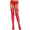 LEG AVENUE - LACE STOCKINGS WITH GARTERS RED